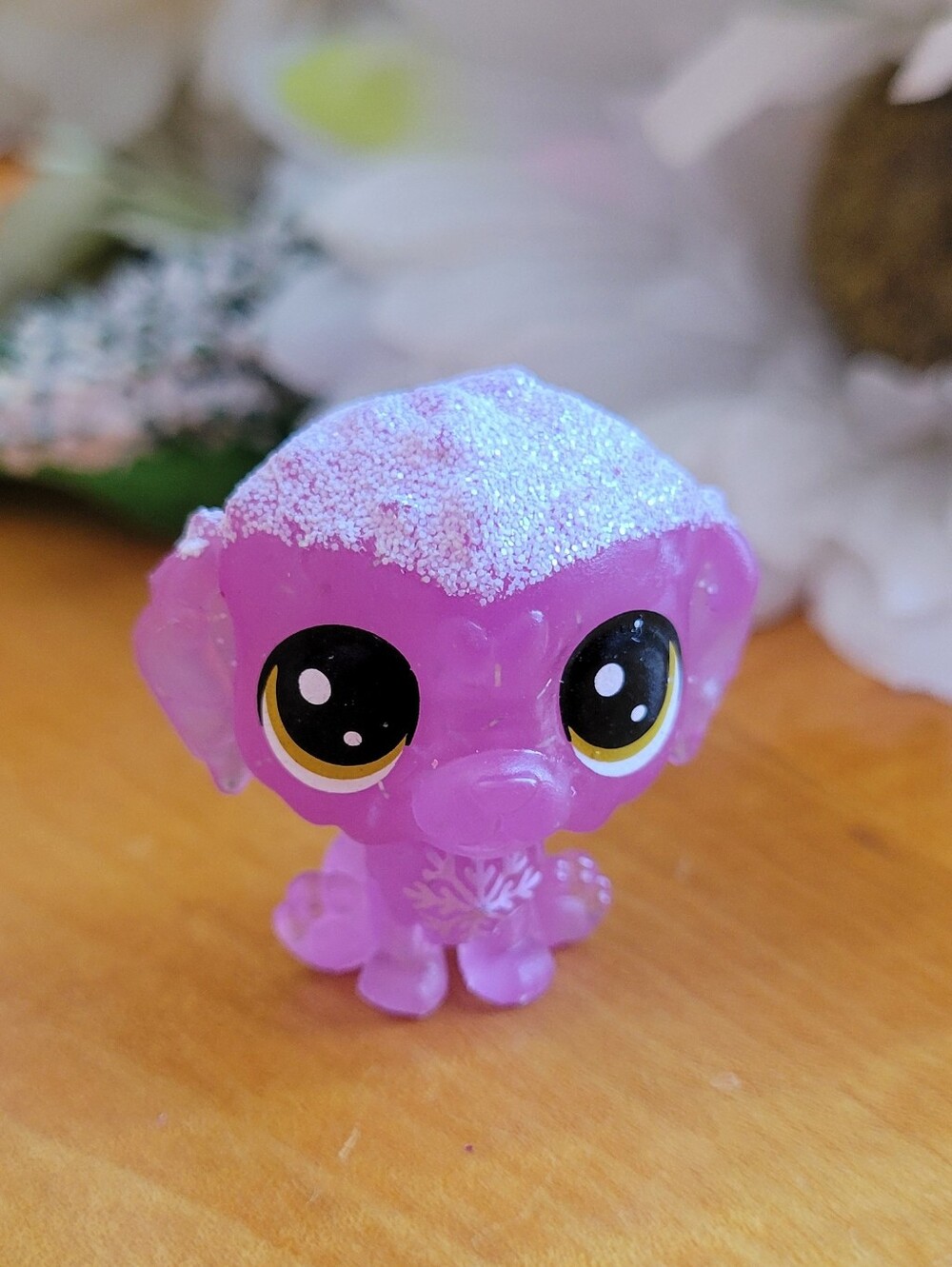 Littlest Pet Shop LPS Mini Sheepdog Dog Frosted Wonderland Glitter Purple